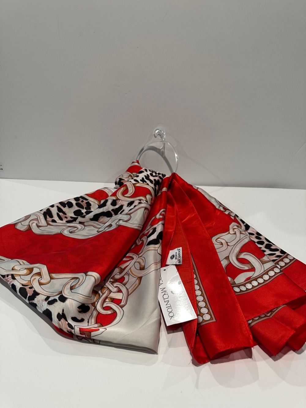 NWT Jessica Mc Clintock Extra Large Chain and Tiger Pattern Scarf.